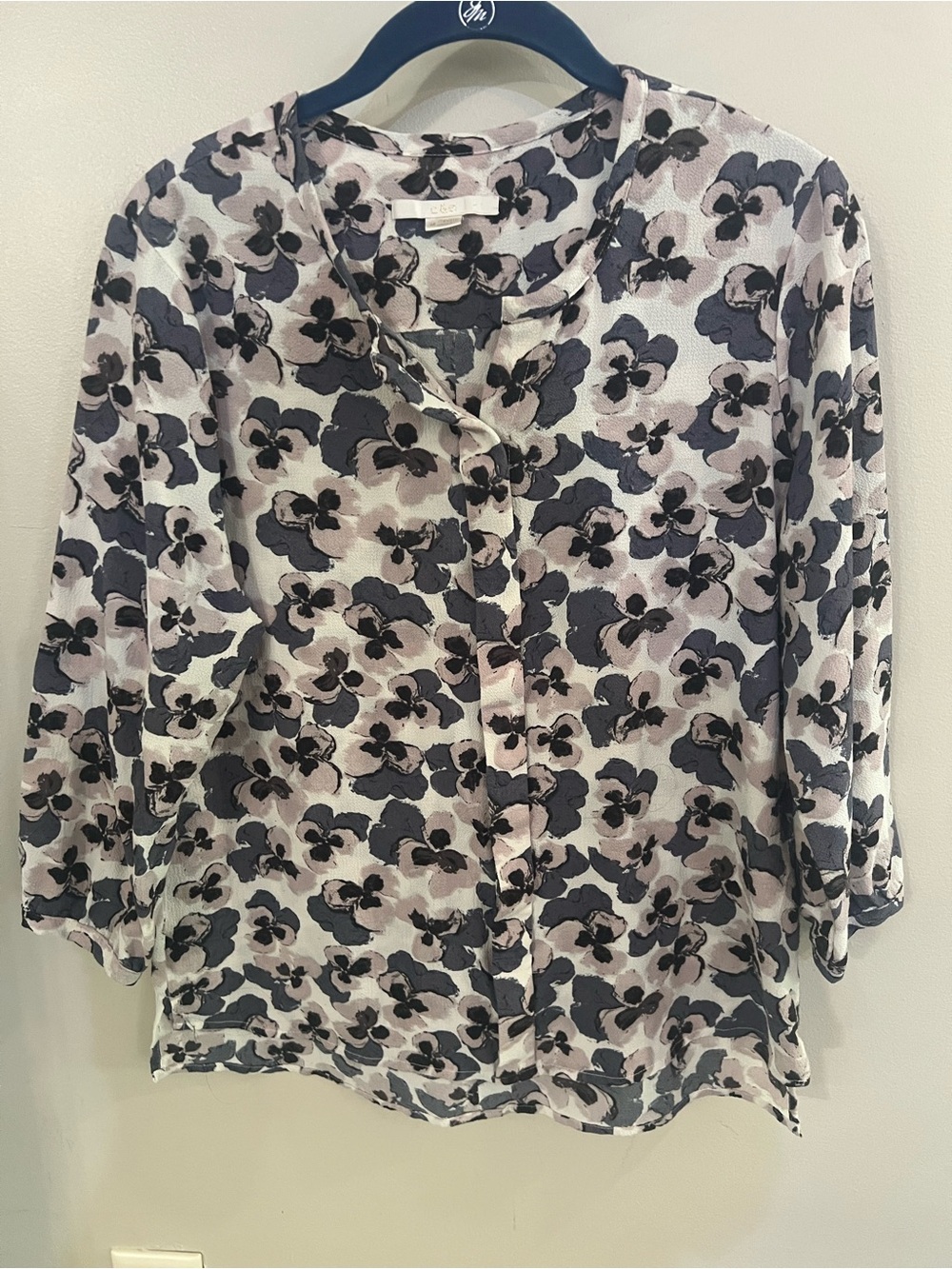 C&E Floral Button-Front Blouse